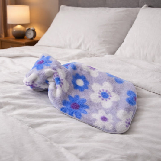 Floral Printed Soft Plush Hot Water Bag And Cover (19x12 Cm)