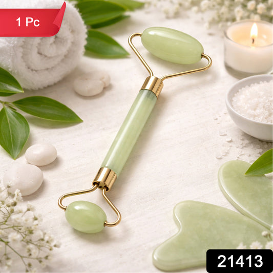 Premium Dual Head Jade Stone Face Roller  Gua Sha Massage Tool Set (1 Pc)