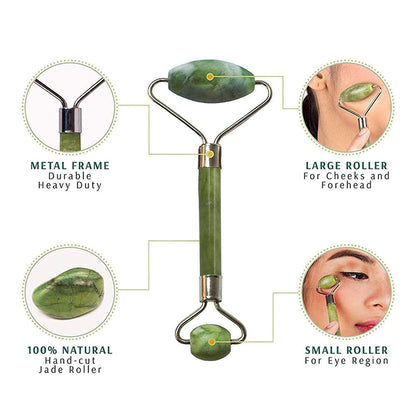 Premium Dual Head Jade Stone Face Roller  Gua Sha Massage Tool Set (1 Pc)