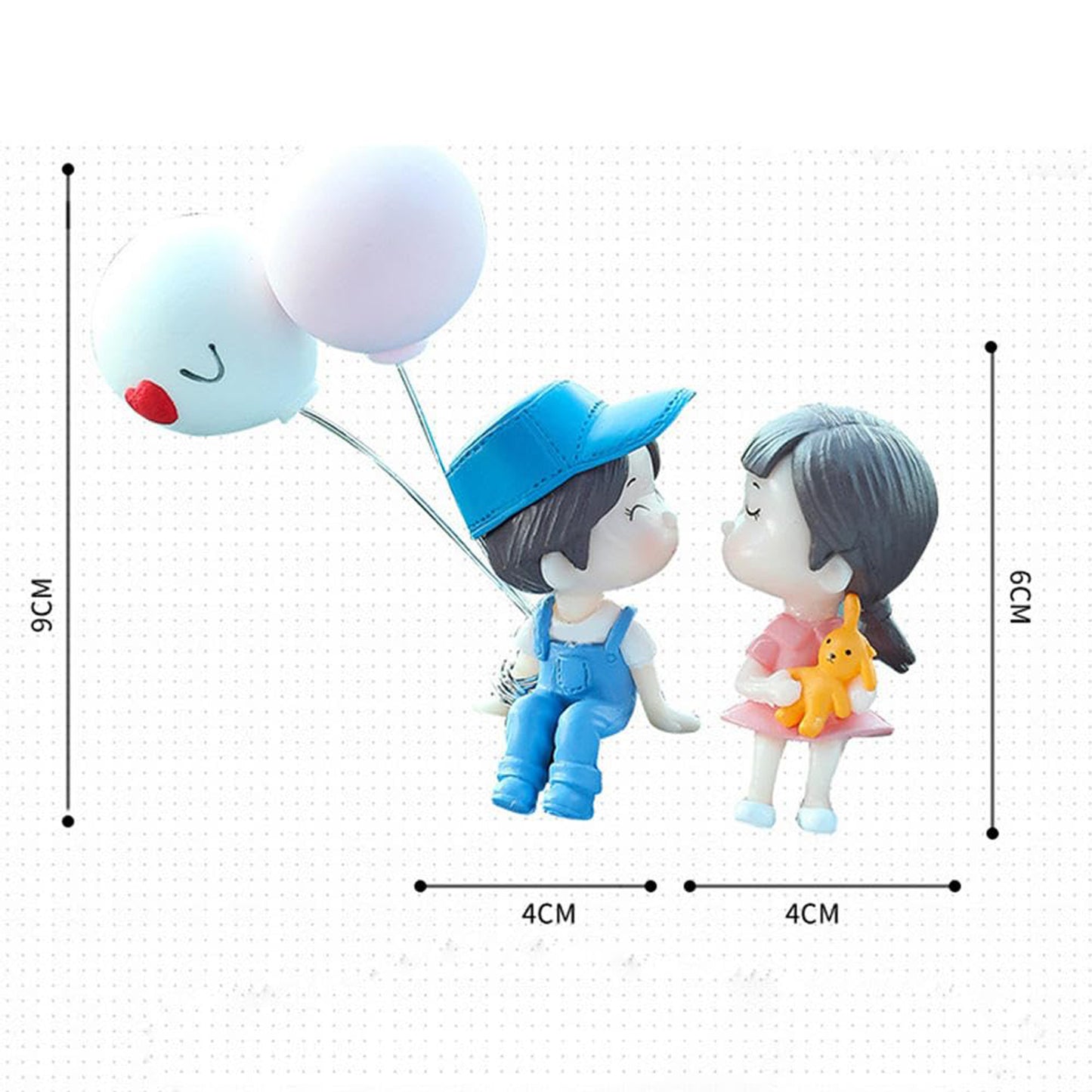 Plastic Cute Couple Car Dashboard Decoration Figurine Set (1 Set)