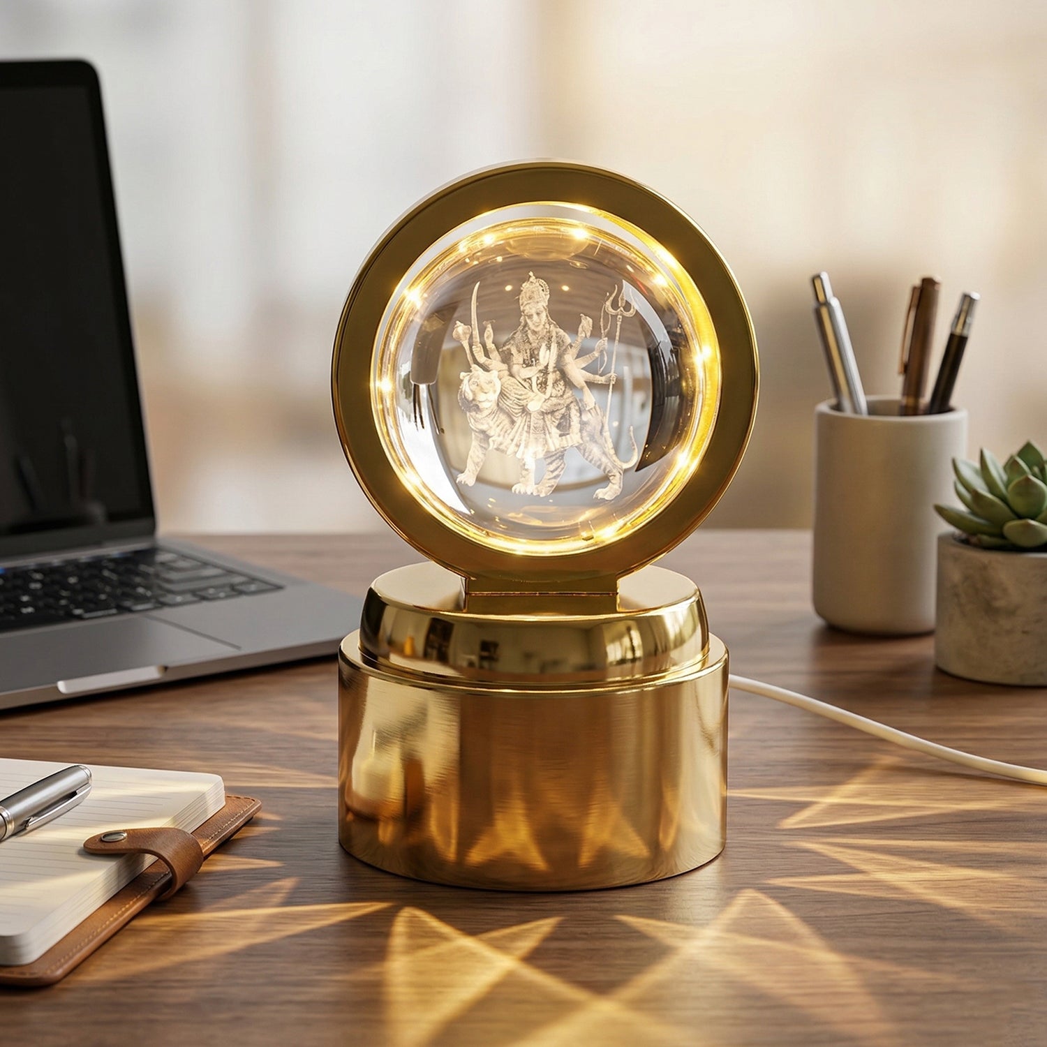 3d Crystal Ball Led Decorative Night Lamp With Goddess Design (1 Pc)